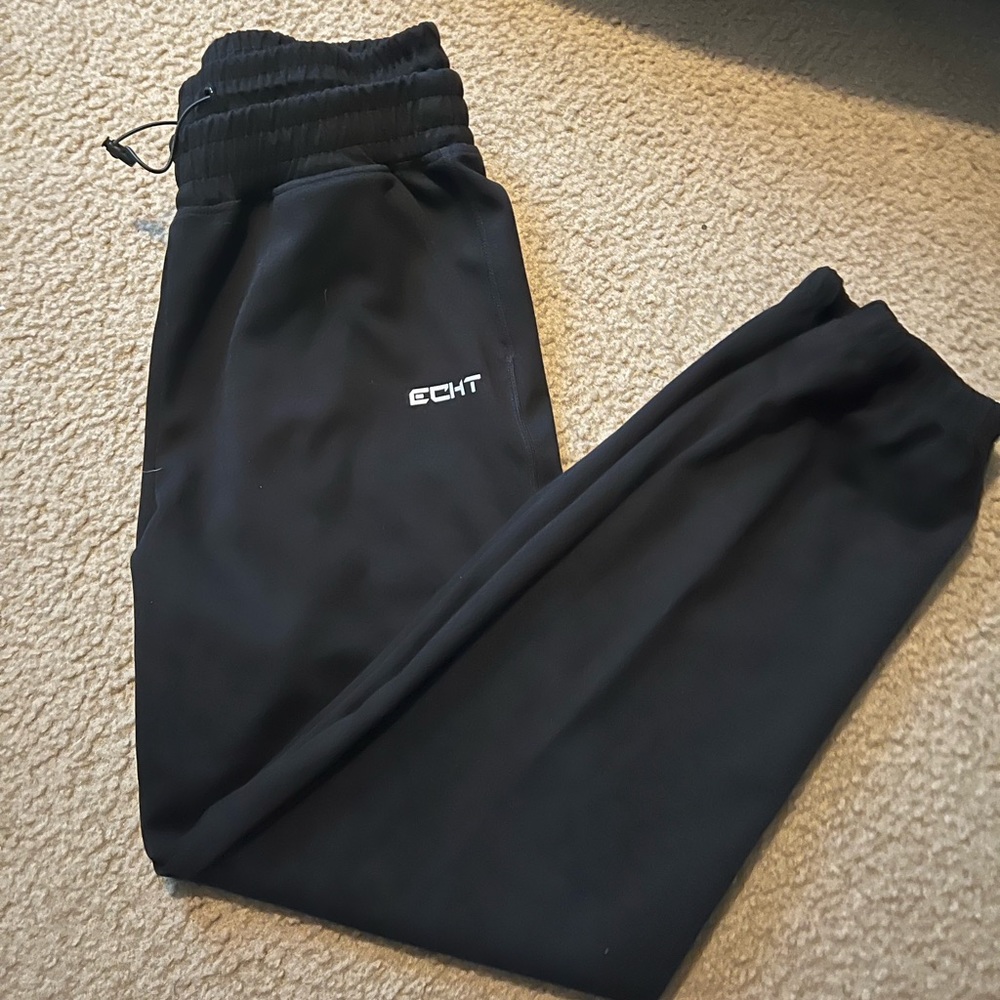 ECHT Black Track Joggers with Elastic Waistband